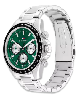 andriko roloi tommy hilfiger 1792211 apo anoxeidoto atsali me prasino kantran kai mprasele